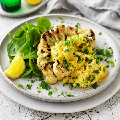 Cauliflower Steaks with Herbed Scramble